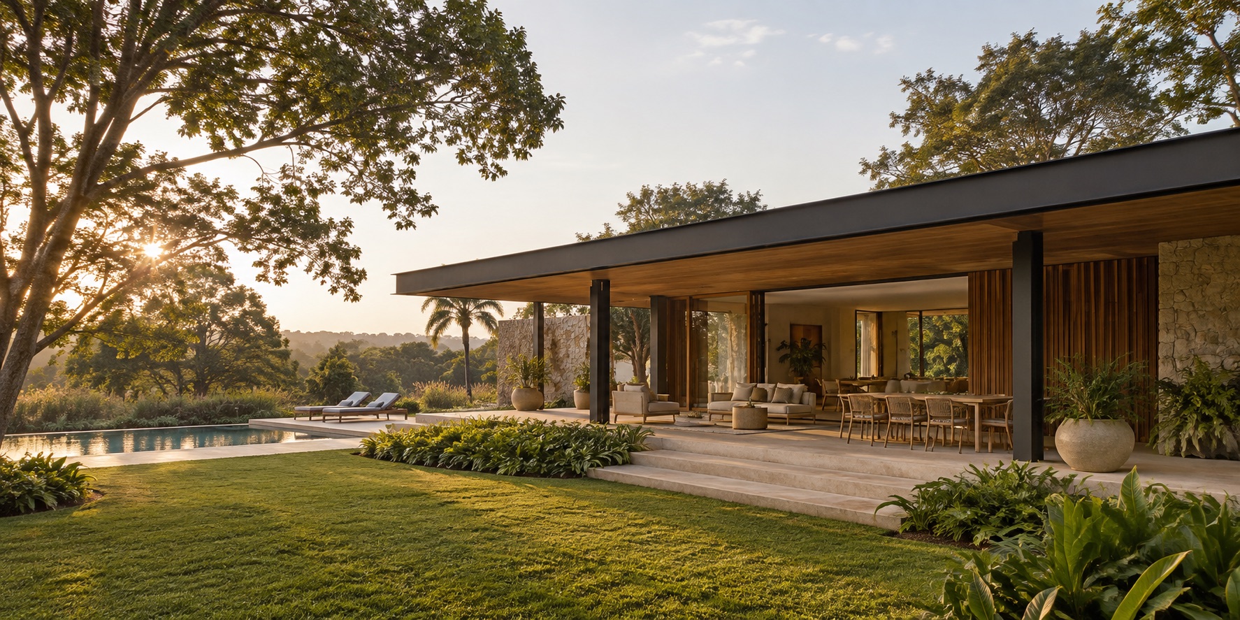 Residência contemporânea integrada à natureza